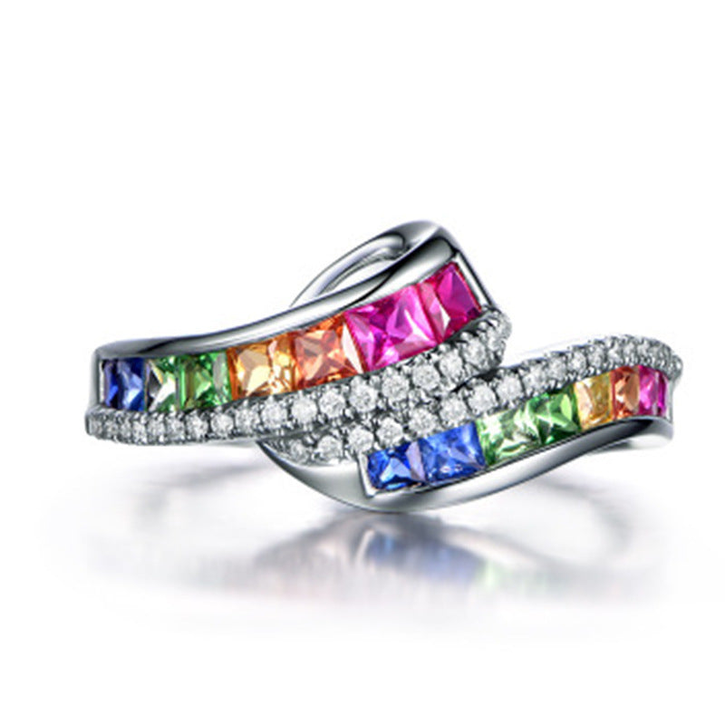 Colors Gemstones Ring Trendy