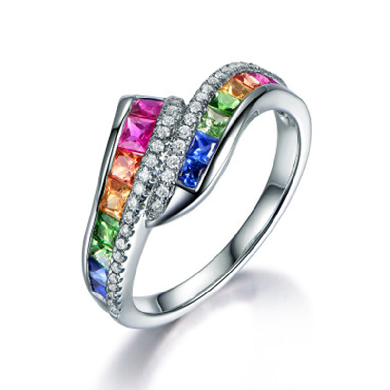 Colors Gemstones Ring Trendy