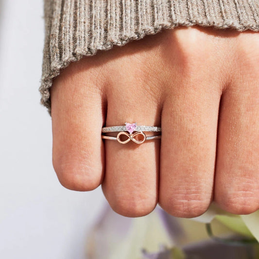 Sterling Silver Love Heart-shaped Infinite Ring For Women