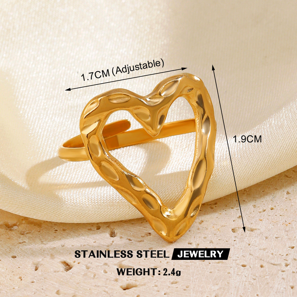 Stainless Steel Love Heart-shaped Ring Line Cross Titanium Steel Ring