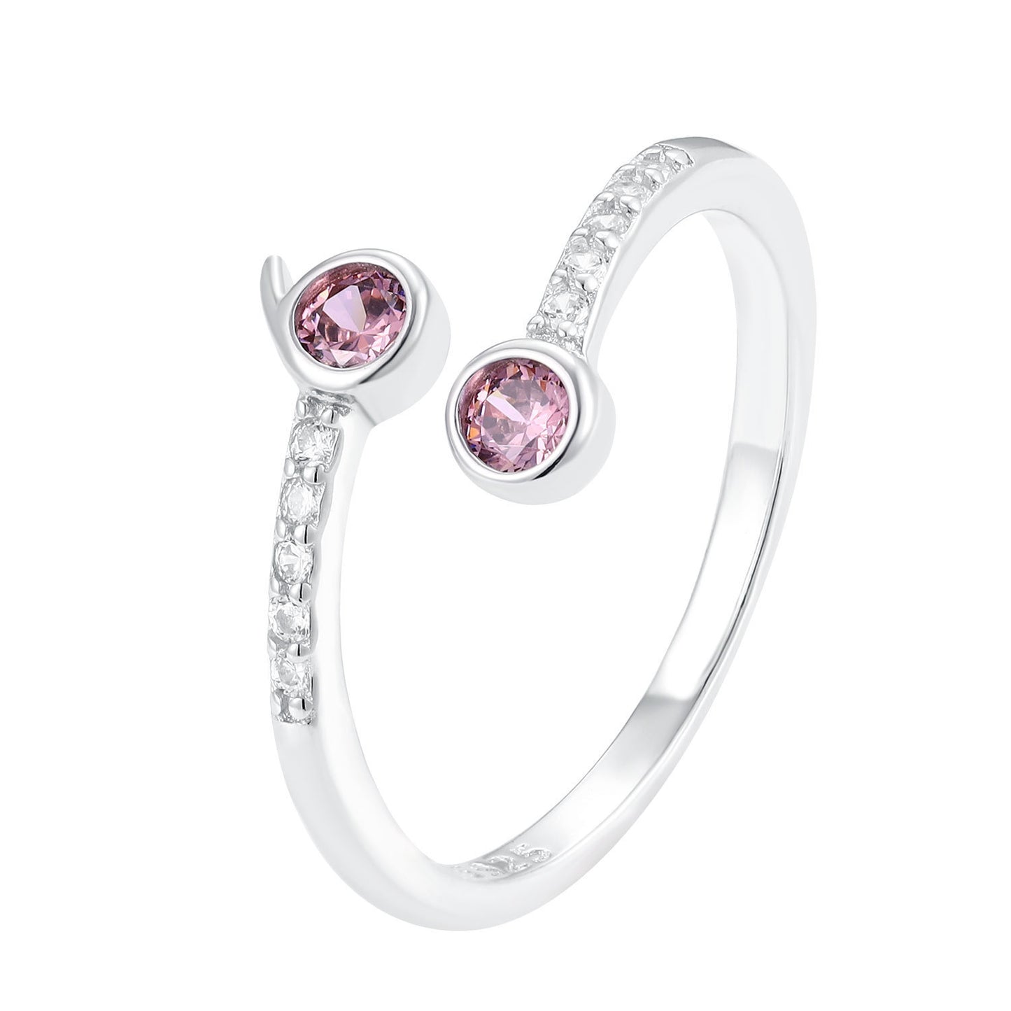 S925 Sterling Silver Ring Women's Open Ruby Fresh