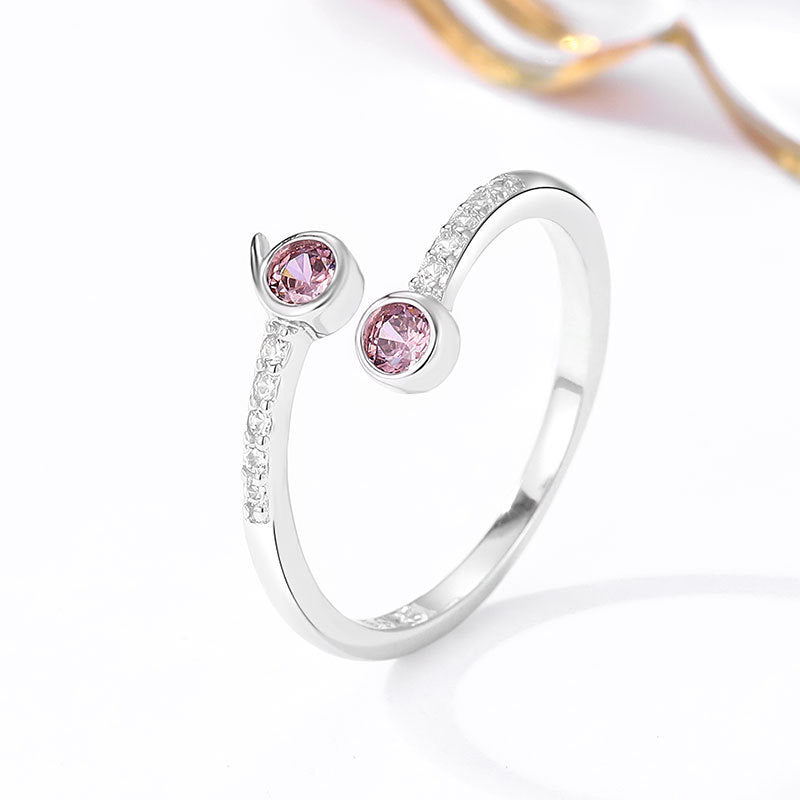 S925 Sterling Silver Ring Women's Open Ruby Fresh