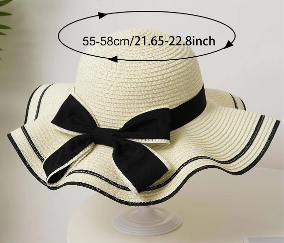 Summer Hats For Women Sun Hat Beach Ladies Fashion Flat Bowknot Women Straw Hat